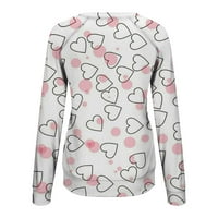 ChicCall Womens Dugi rukav za Valentinovo košulje posada vrata pulover Duks ljubavi srca uzorak ležerne