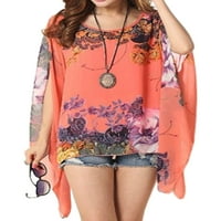 Glonme Women cvjetni print Chic tunika bluza Labava plaža Majica Baggy Summer Šifon vrhovi Tee