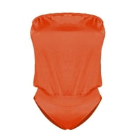 Ženski kupaći kostimi modni čvrsti kolor cijev vrhunskog ramena Bikini kupaći kostim crveni s