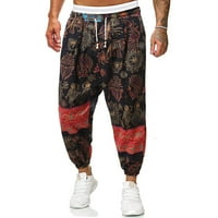 Dadaria Boho pantalone za muškarce Visoki struk, duge sportske hlače posteljine pantalone trčanje joggers