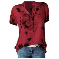 Bluze za žene Ležerne prilike pulover Loose Bluze za žene V izrez kratki rukav crveni s ženskim vrhovima
