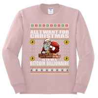 Divlji bobby bitcoin milijarder za božićni božićni majica dugih rukava, svijetlo ružičasta, xx-velika