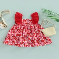 Gupgi Toddler Baby Girl Casual Outfit Cvjetni spremnik bez rukava bez rukava sa praćkom vrećicom Summer Suprt Set