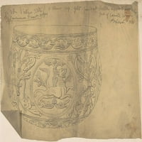 Srednjovjekovni poster srebrni čaša Ispis anonimnog, Britanskog, 19. vijeka