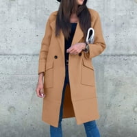 Ženska ležerna lagana težina tanka dugačka jakna kaput dugih rukava s dugim grudima džepove gumba Blazer