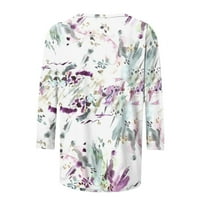 Funicet ženske majice rukav O-izrez cvjetne casual labave majice Bluze majice
