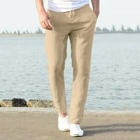 PXIAKGY modni muškarci casual radne pamučne mješavine elastične struke Hurce hlače hlače kaki m