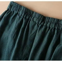 Teretne pantalone za žensko čišćenje ispod 20 dolara, casual labavo pamučno posteljina čvrsti džep plus veličine hlače za žene zelene veličine 10