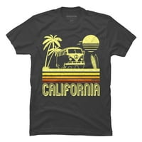 Vintage California Surf Autobus MENS CHARCOAL Grey Graphic Tee - Dizajn od strane ljudi 3xl