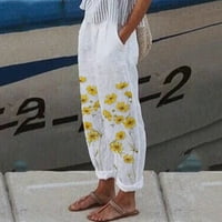 Eashery Womens Capri hlače Casual pantalone plus veličina opuštena fit cijeli dan Smanjeni struk posteljine