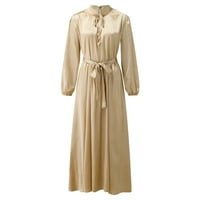 IOPQO haljina s dugim rukavima za žene Čvrsta haljina rukav u barutama ABAYA Arapske kaftne haljine