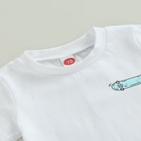 Sunsery Toddler Baby Boys Storys Podešava slovo kratkog rukava Ispiši kratke hlače za puštanje kratke hlače za ljetnu odjeću bijela 18-mjeseci