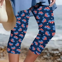Gathrrgyp pantalone plus veličina za žene, žene atletičke obrezive hlače cvjetne ispisa casual pantalone na plaži elastične struke