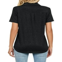 Nizieer Women Majica Solid Boja Ljetni vrhovi kratki rukav majica Labavi tee rever izrez Tunika Bluza Crna S