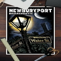 Newburyport, Massachusetts, ulična lampa za noć, ogrebotina