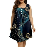 ManXivoo plus Veličina haljina za žene Ljeto casual v dekoracija gumba Plus veličina haljina leptira