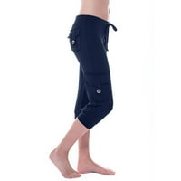 Womens Capri pantalone trening srednji porast džepnog elastičnog kravata STRETE STRETE STRASTE CARGO