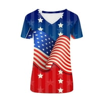 Giligiliso Povratak na školu Formalna ženska platna prodaja 4. jula Novi dolazak SAD Zastava Žene V-izrez Ispiši majice Modne udobne ženske bluze vrhovi