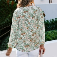 Vrhovi za žene casual boho cvjetni print v izrez dugih rukava labave majice bluza