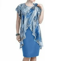 Ženska ljetna haljina plus veličina Digitalni tiskani ispisani flutter rukav šifon haljina moda LR regularna
