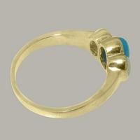 Britanci izrađeni zapanjujući 14k žuti zlatni prirodni tirkizni prsten i Opal Ženski zaručni prsten