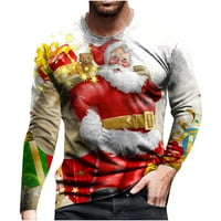 Tenjio Man Božićni pokloni Muškarci Ležerni božićni luk-čvor 3D digitalni ispis Pulover okrugli vrat majica s dugim rukavima
