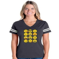 Womens Emoji Group Fudbal V-izrez majica