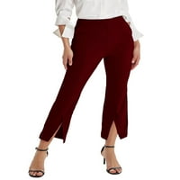 Brilliantme ženske ležerne baggy fit pantalone, visoka struka Splitske pantalone s jednim bojama s džepovima
