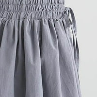 Ženske kratke hlače od šifona udobne čvrste plus veličine široke noge Hlače visoki elastični struk Flowy