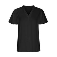 Kakina s noćne košulje za žene zazor labavo kratki rukav V-izrez Majica od pune bluze, tuničke vrhove