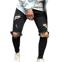 Vivianyo HD hlače za muškarce Muškarci Ležerni modni gumb Zipper Custom Fit Neregularni ripped Jeans