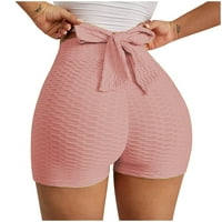 Ženske kratke hlače Visoke kratke hlače od struka Čvrsta štampa kratke tajice ružičaste s