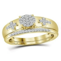 10KT Žuti zlatni ženski dijamantski klaster poprečni svadbeni venčani prsten za venčanje CTTW