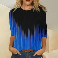Štedne majice s dugim rukavima tiskane s rukavima na srednjim rukavima sa okruglim izrezom Lounge Top majica, plava