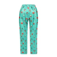 Božićni roditelj-dječji pidžami, crtani print dugih rukava pulover okruglog vrata, hlače, kombinezon