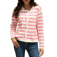 Žene Casual Solid Color Hollow V izrez Plint džemper džemper s kaišem gumb up uboj za žene