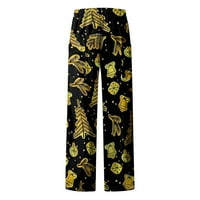 Tawop ženski božićni print Vintage casual labave hlače casual široke pantalone za noge hlače softball