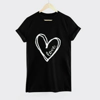 Opušteno-fit ženske novitete majice kratkih rukava Ljubav Srce Odštampene vrhove za teen Girls Crew