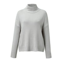 Lroplie džemperi za žene okrugli izrez dame dugih rukava vrhovi viseći vrat drže toplo pulover sive