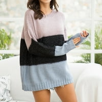 Zzwxwb džemperi za žene ženske stilske pruge dugih rukava u boji podudaranja pulover džemper pletiva