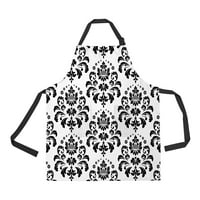 Crno-bijela tekstura cvjetni ukras za pregača kućna kuhinja pregača sa džepovima