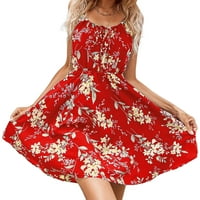 REJLUN dame Mini haljina V izrez ljeto plaža Sundress cvjetni print kratke haljine kaftan tank zabava