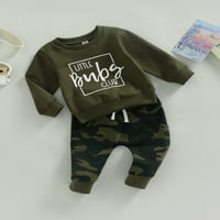 Wybzd novorođenčad dječak odijelo casual pisma crewneck dukserice za vuču hlače hlače hlače odjeća zelena