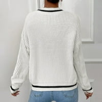 Ženski modni francuski prugasti prugasti plug sa ležernim pletenim pletenim džemper vrhunski duks od