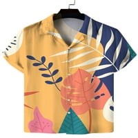 Muškarci Glookwis Okrenite kraljevsku tee, Ležerne prilike Havajska labava bluza Cvjetni print Rever vrat Summer Majica Majica