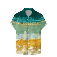 Gotyou Havajski majice za muškarce, tropsko tiskovina kratkog rukava Torbert majica, muške ljetne cvjetne košulje tamnozelene xxxxl