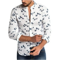 Muška modna casual štanda Collor dugme Ispiši majicu bluza s dugim rukavima HOT6SL4491185