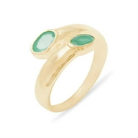 Britanci napravio 14k žuto zlato prirodni smaragdni prsten za žene - Opcije veličine - Veličina 4,75