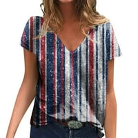 Žene vrhovi Ženski ljetni vrhovi Ležerni modni kratki rukav V rect majica na majicama narezinu američku