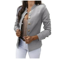Tawop ženske bluže i odijele jakne Ženske pune boje dugih rukava malog kože kratki kaput gornji sloj gore sivi 6